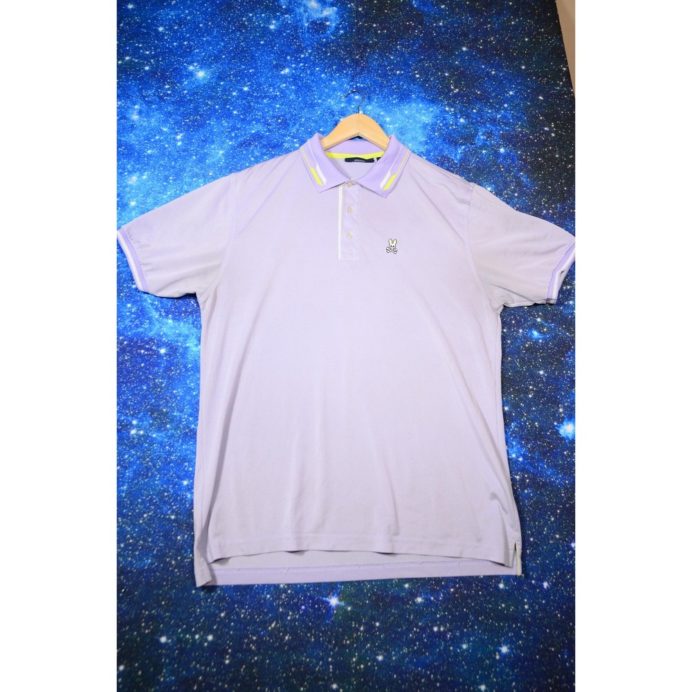 Psycho Bunny Polo Shirt Mens XL Purple Performance Golf Stretch Logo Peru